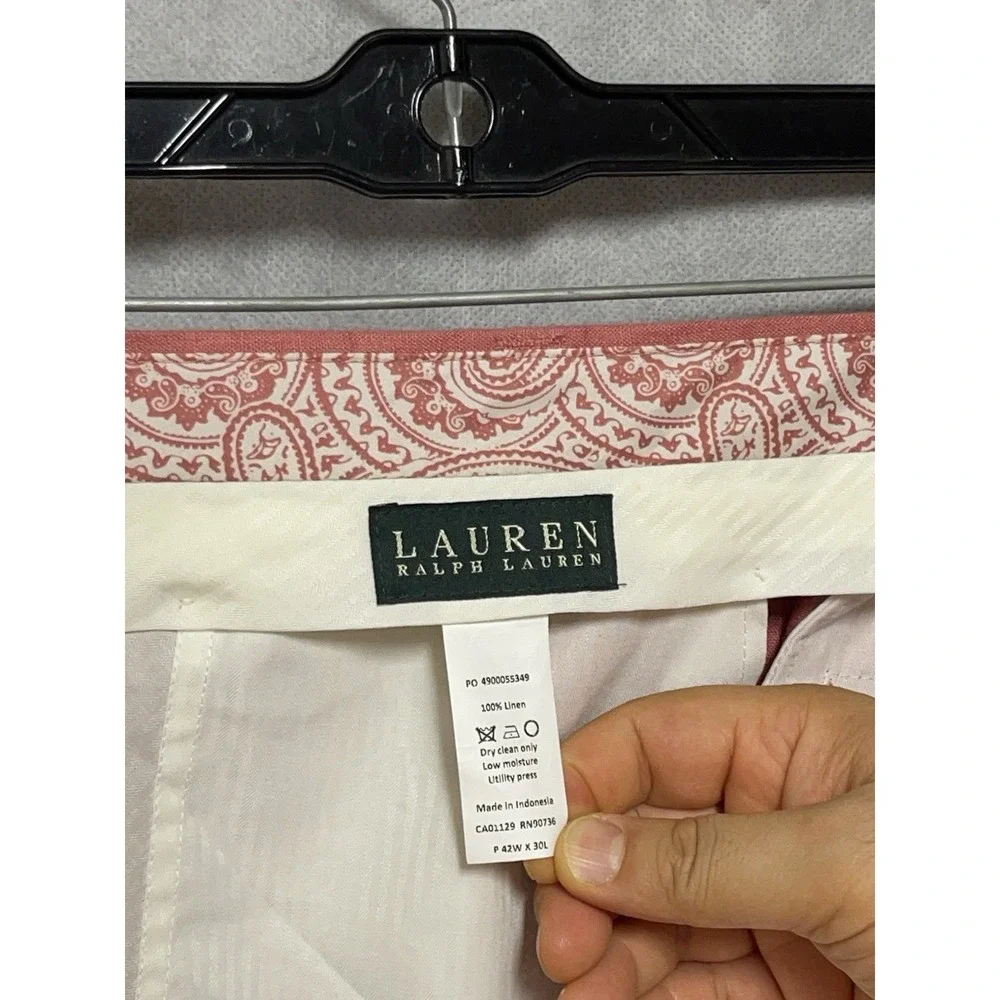 Ralph Lauren Pants Men 42X30 Salmon Linen Summer Academia Vacation Casual Hybrid